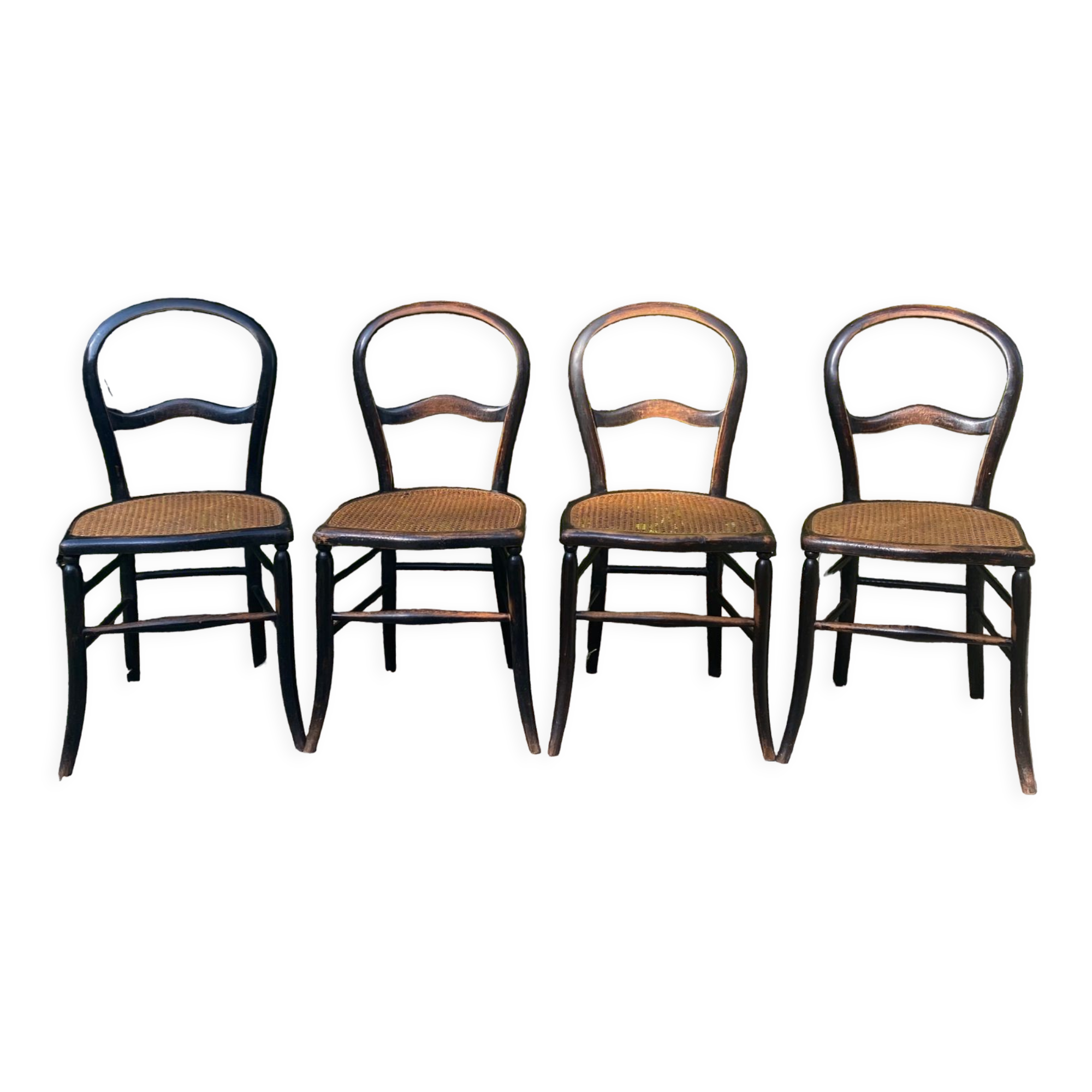 4 Napoleon III blackened wooden chairs