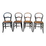 4 Napoleon III blackened wooden chairs