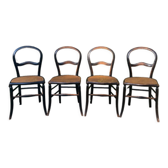 4 chaises bois noirci Napoléon III