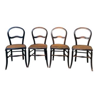 4 Napoleon III blackened wooden chairs