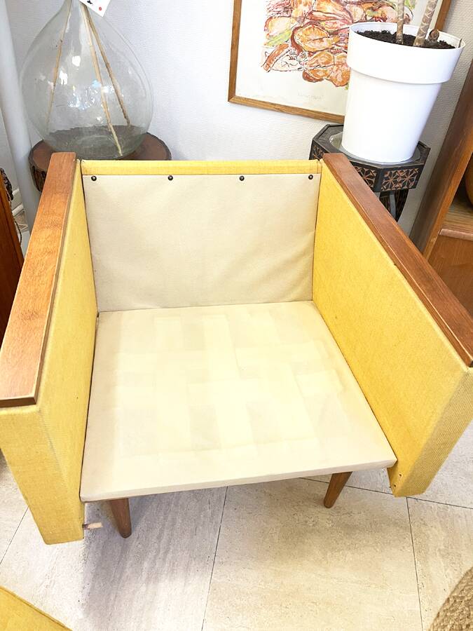 Mustard yellow Scandinavian armchair, 1950