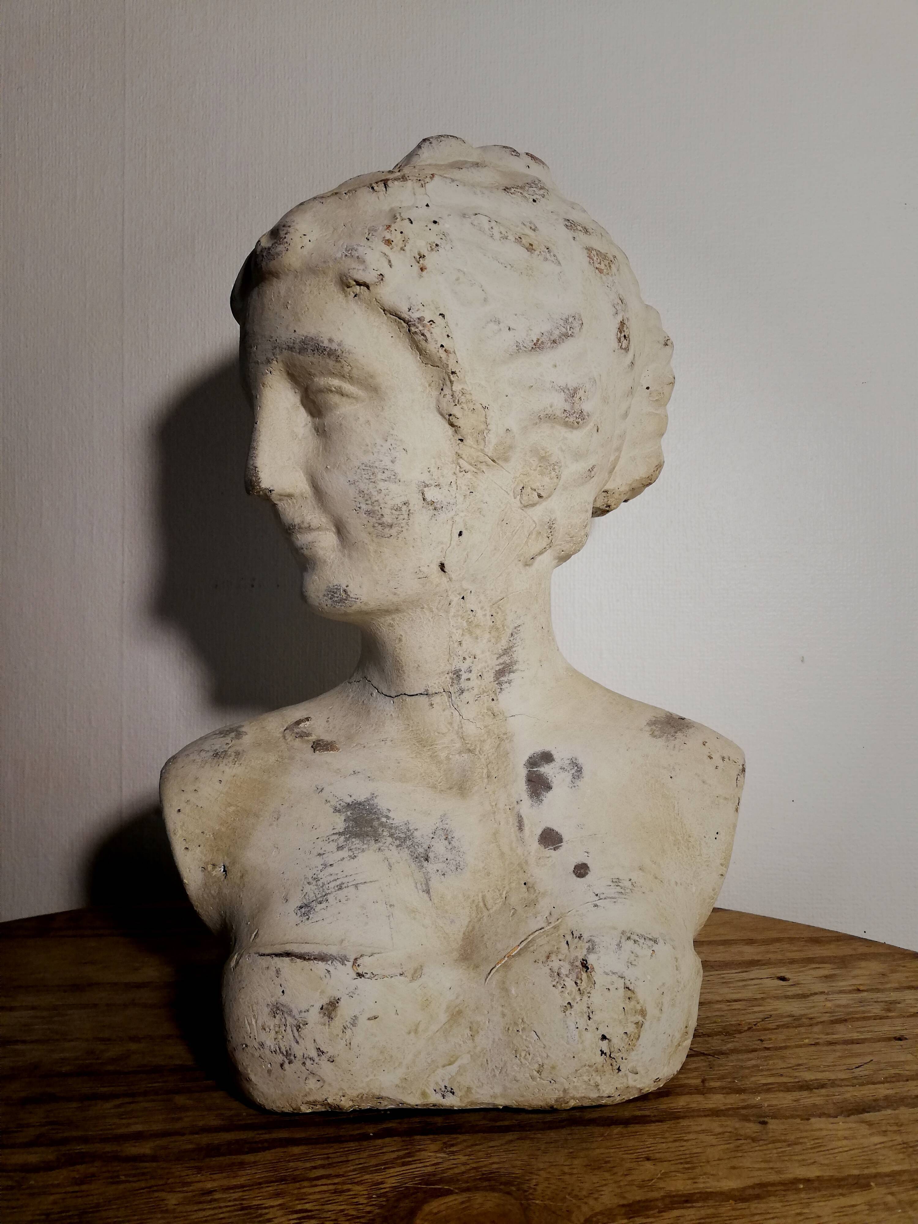 20th century plaster woman bust
