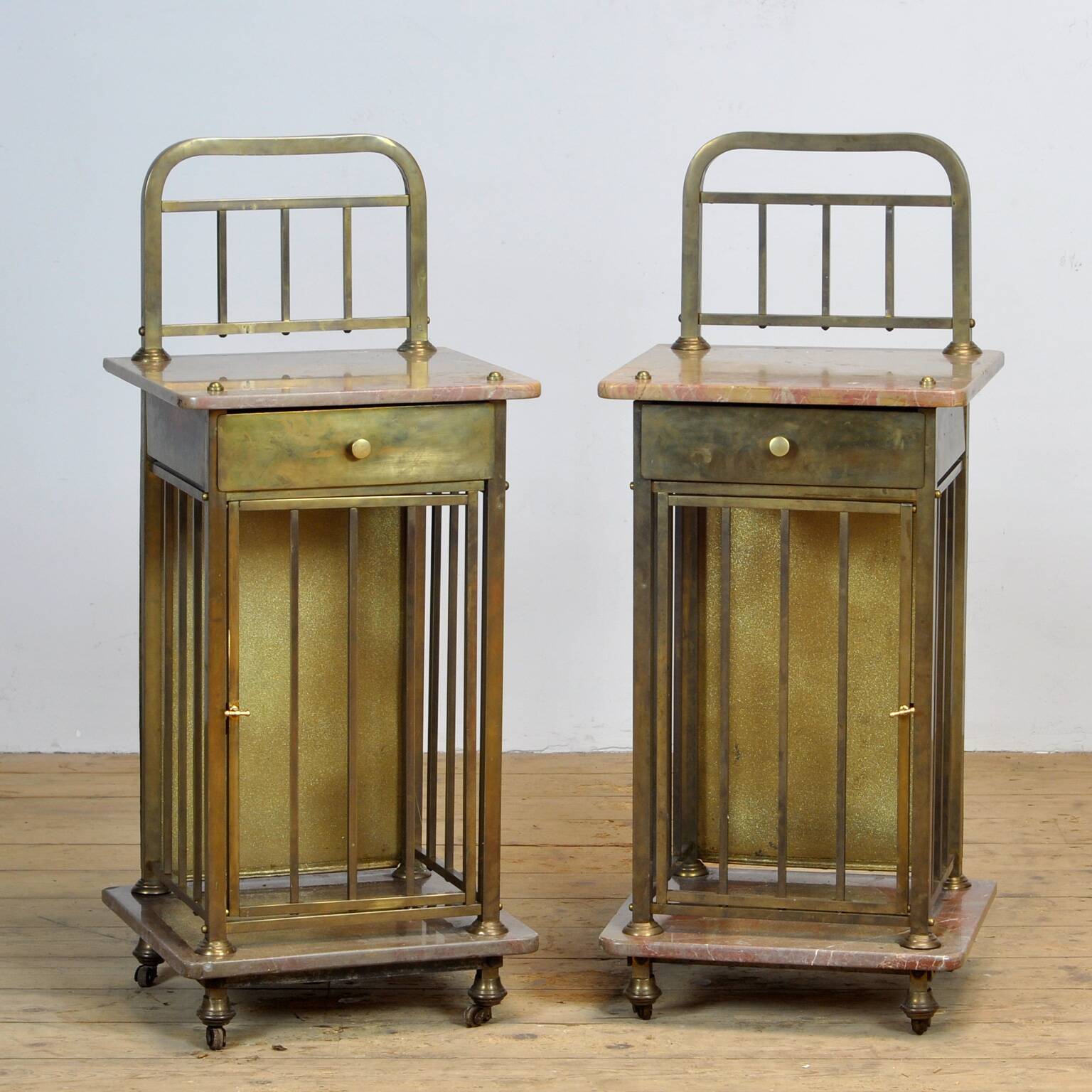 Set Of Marble And Brass Nightstands, 1880's