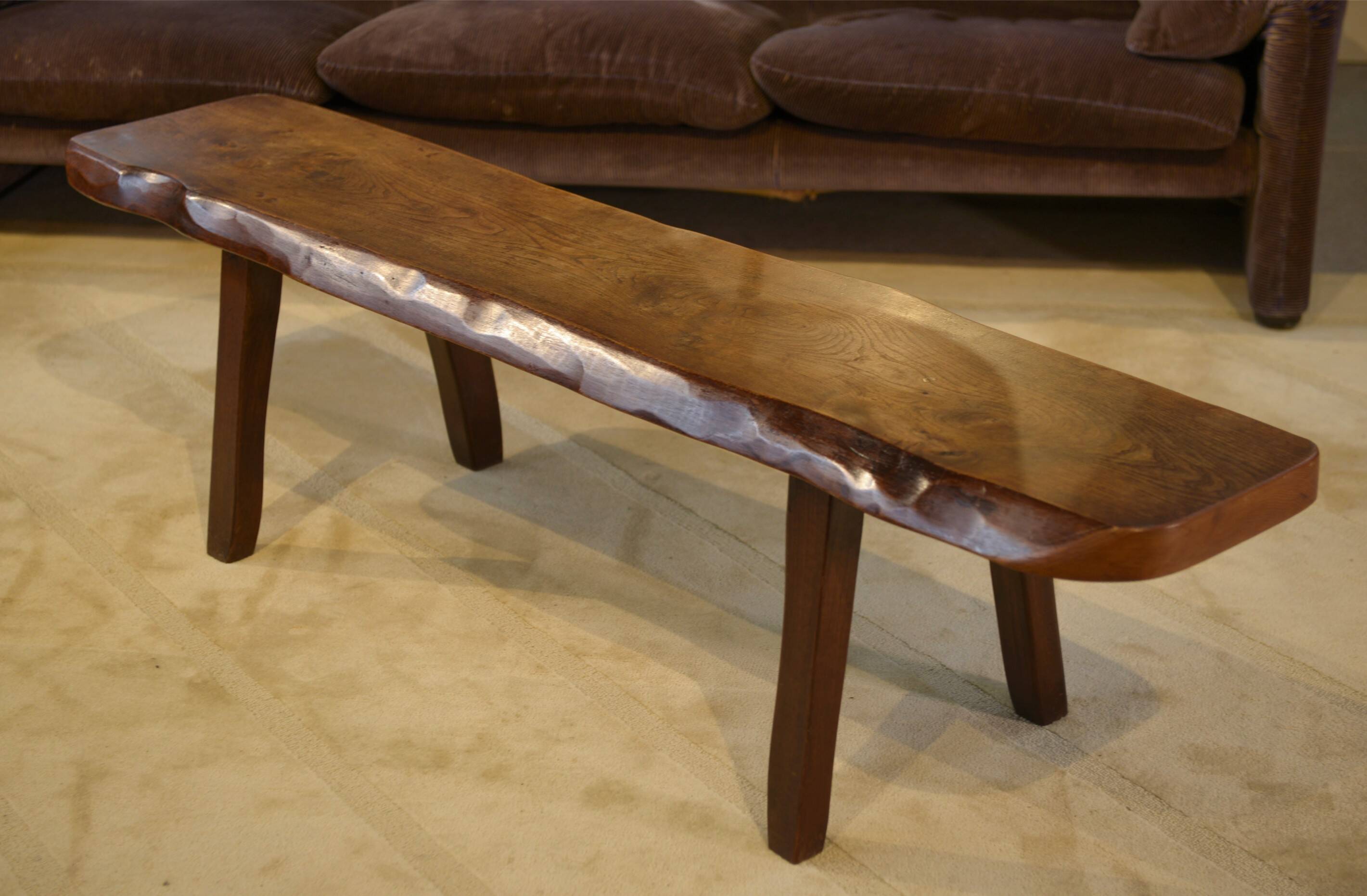 Brutalist elm bench by Aranjou, 1950s