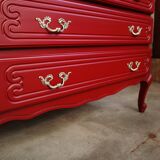 Customized vintage Basque red chest of drawers