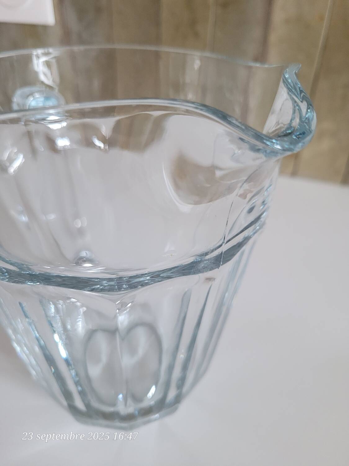 Thick glass pitcher