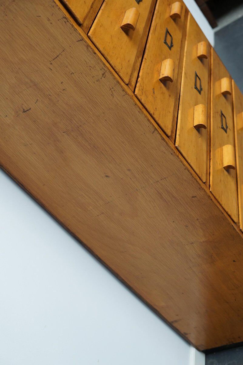 German beech industrial apothecary cabinet, mid-20th century