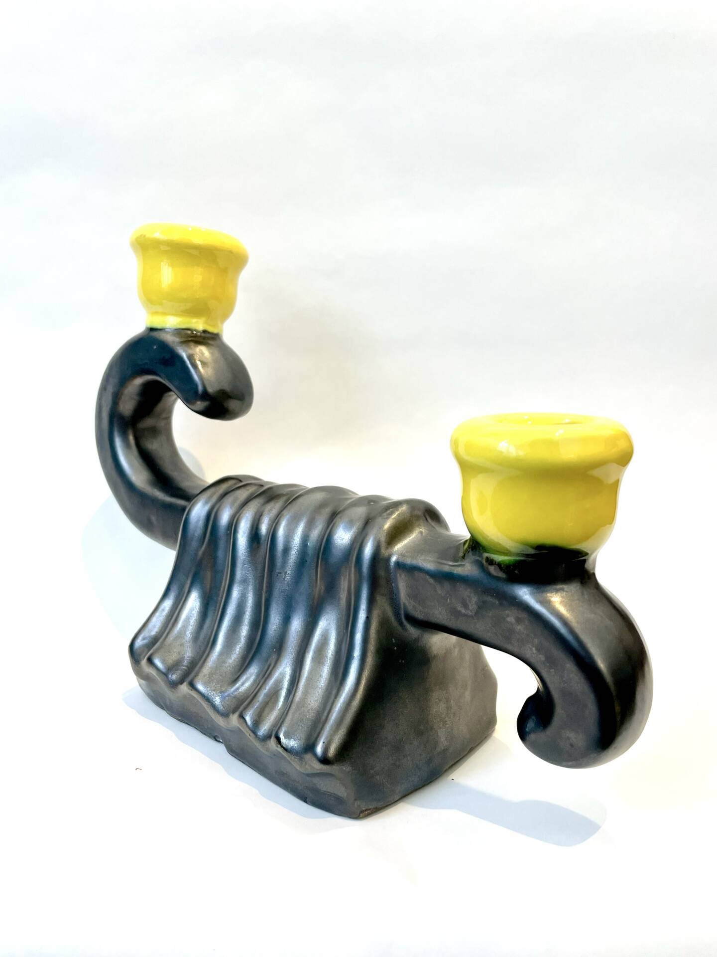 Iridescent ceramic candlestick, Mid-Century