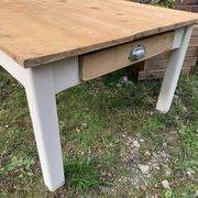 Table basse de ferme campagne bois brut blanc