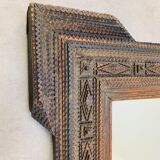 Mirror "tramp art" folk art 103 x 76 cm.