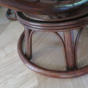 Vintage set of 2 swivel chairs in bamboo and rattan - Papasan shape