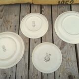 Lot of 4 mismatched plates herbarium vegetable decoration