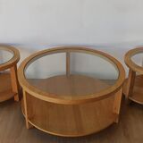 Round Tables with Glass Tops, Set of 3.
