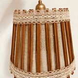 Vintage fabric and wood pendant light