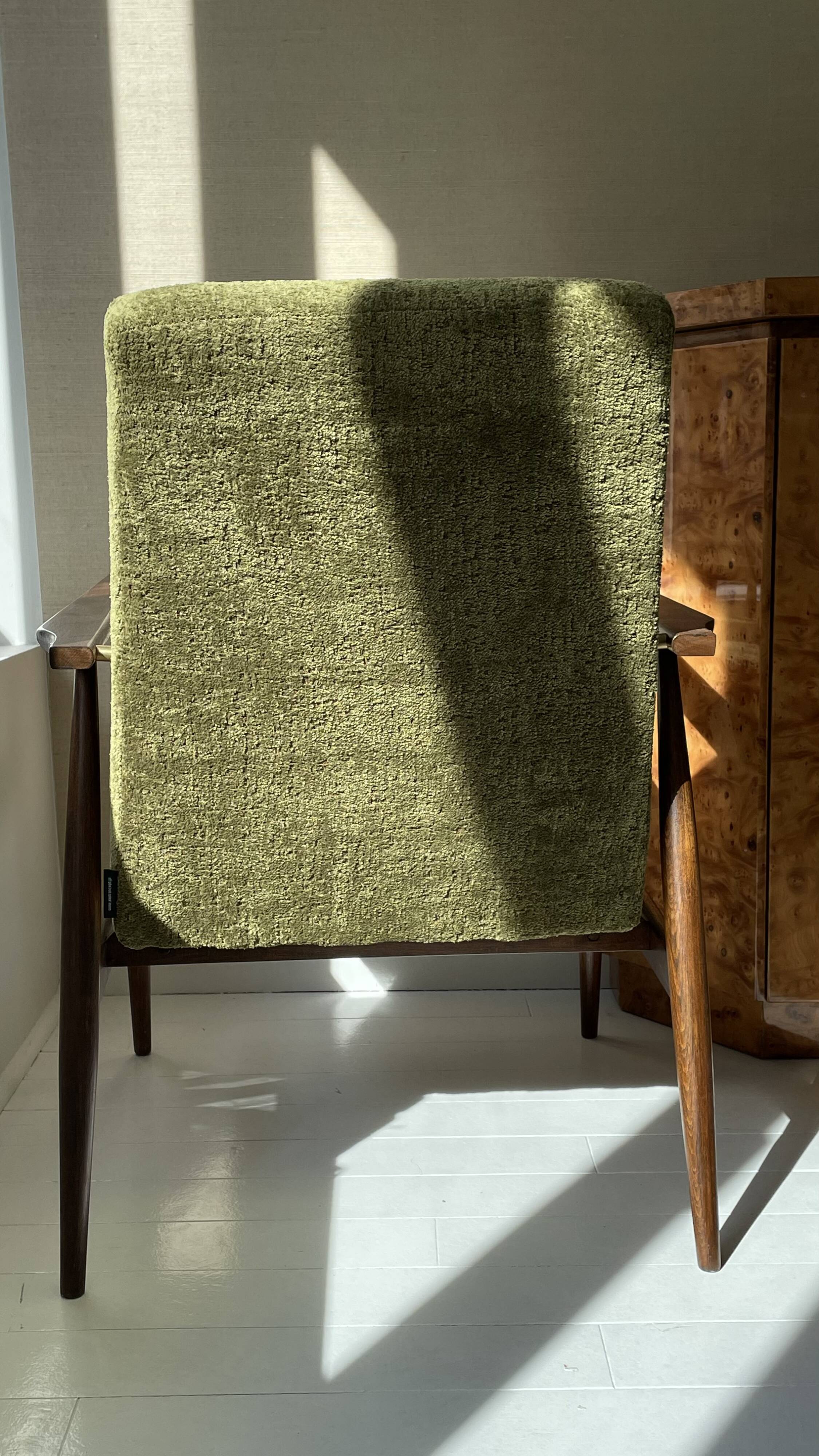 1970s green velvet armchair