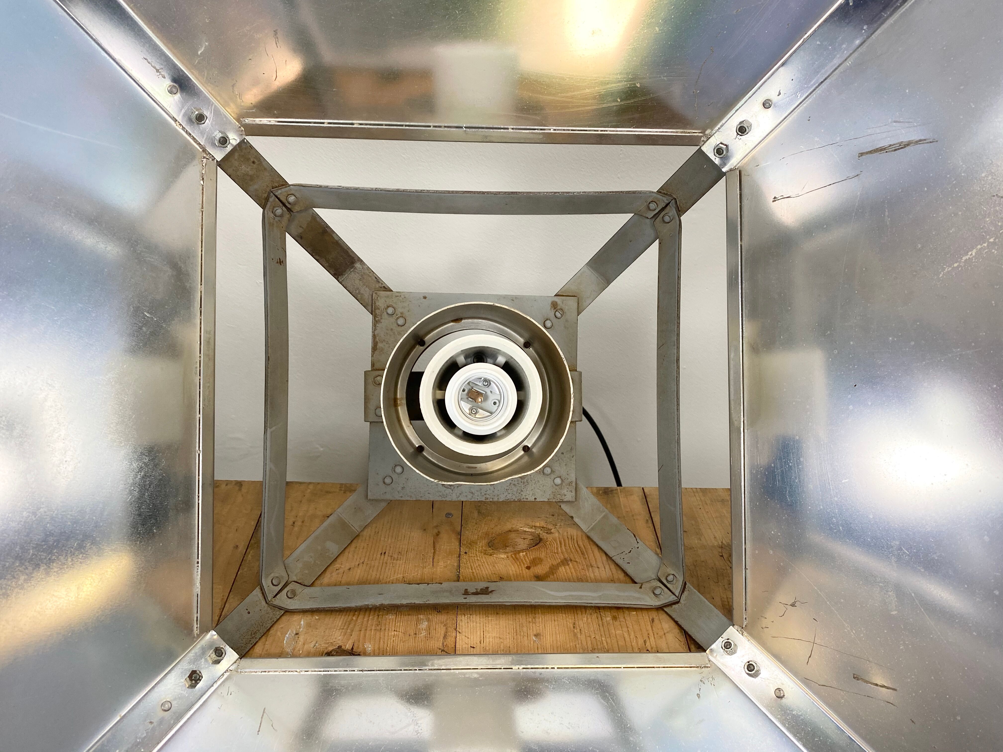 Silver industrial ceiling lamp, 1970s