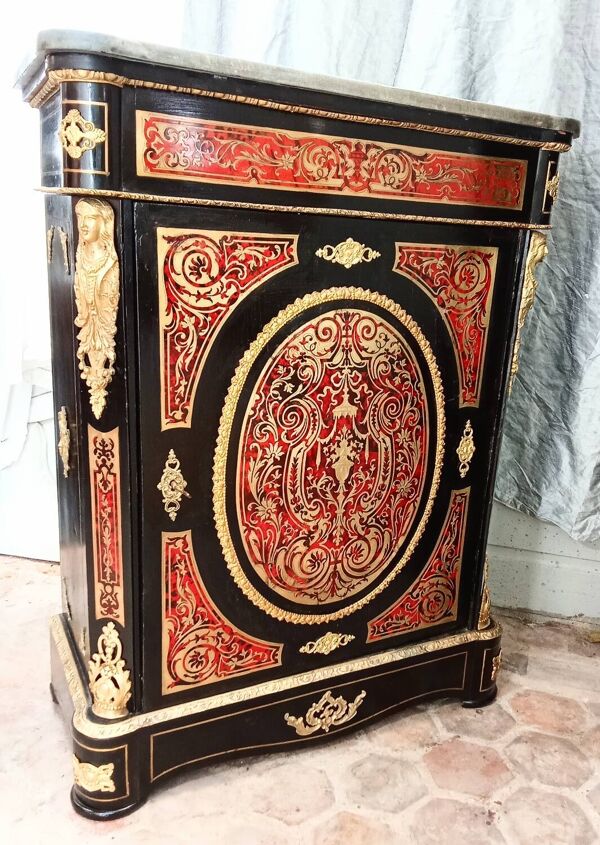 Meuble d'appui marqueterie Boulle droit