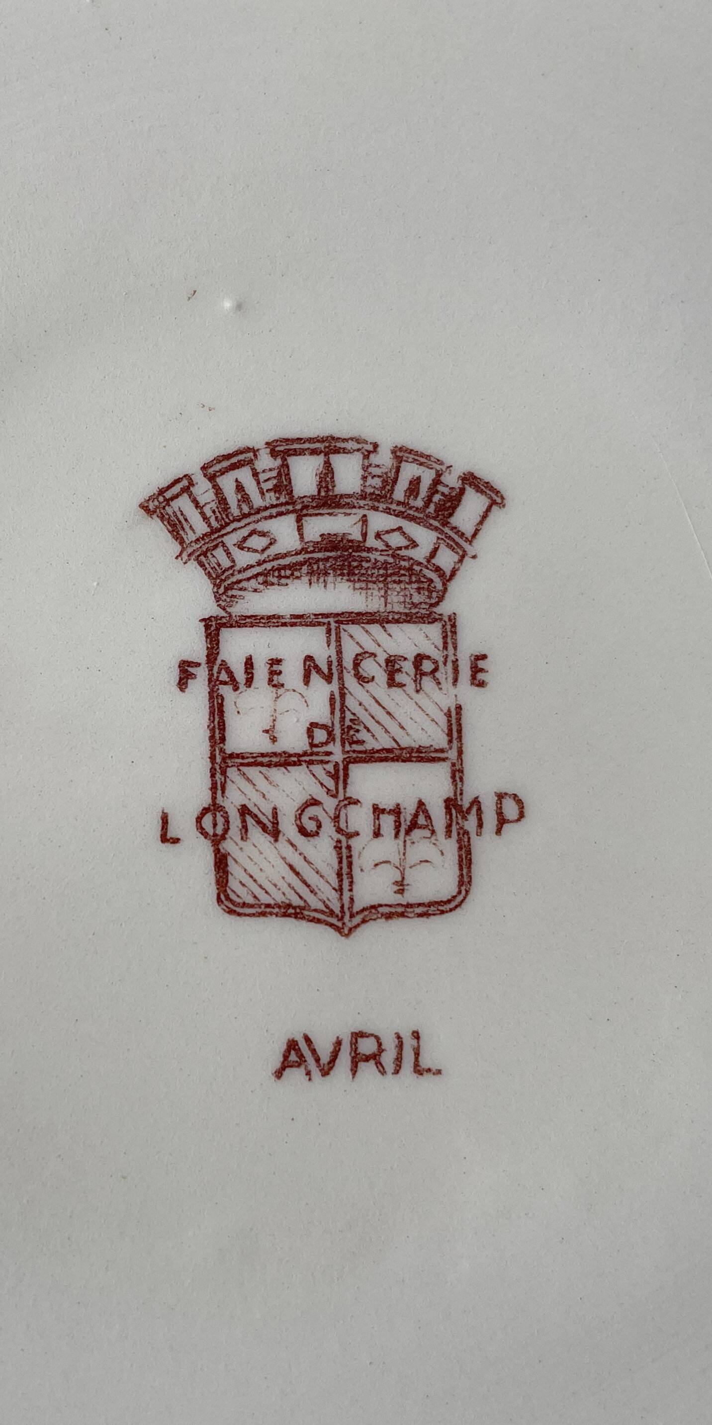 6 large old flat plates in LONGCHAMP earthenware