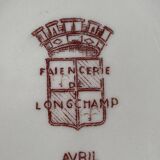 6 grandes assiettes plates anciennes en faïence de LONGCHAMP