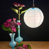 Vintage art deco globe pendant light in blue opaline