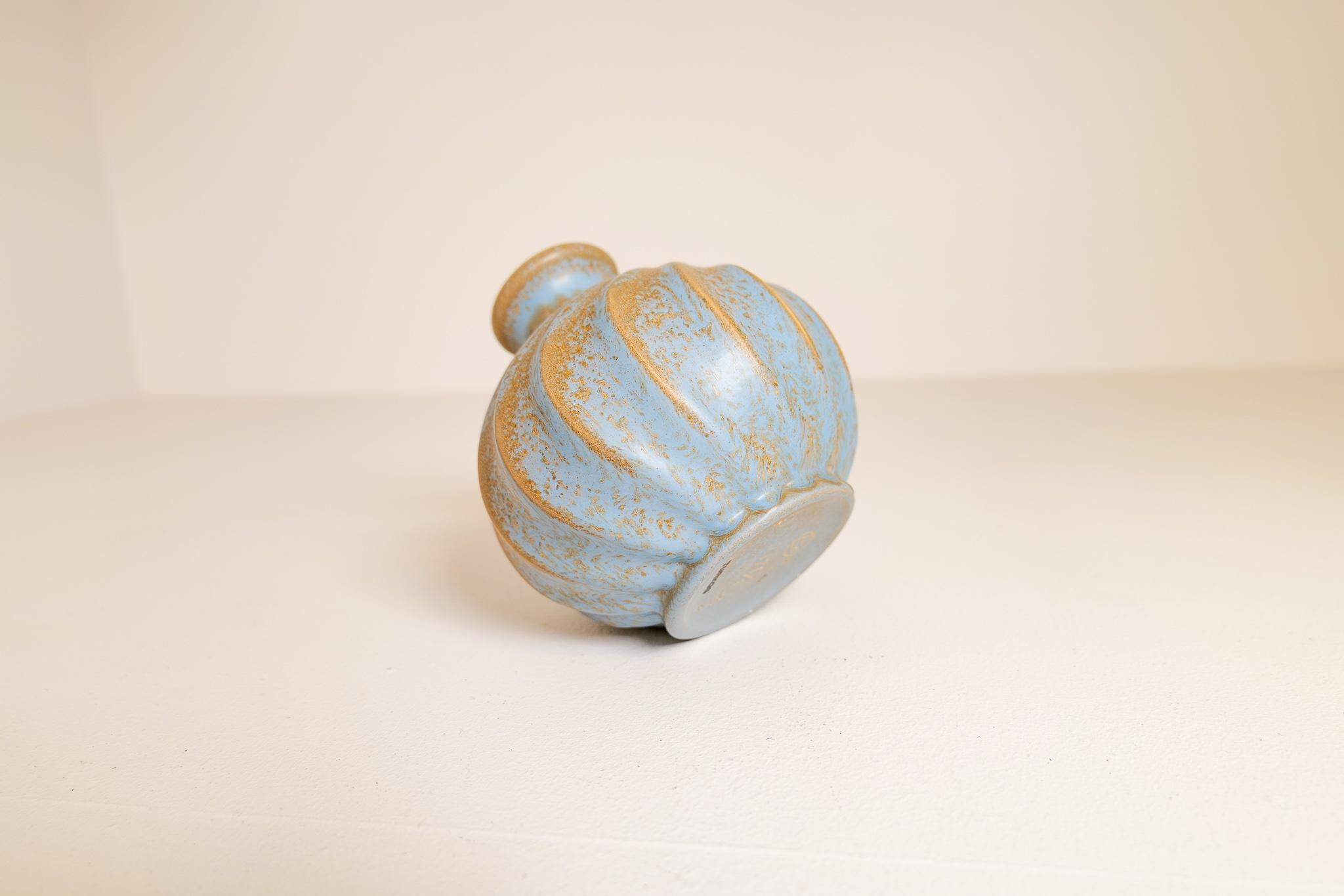 Paire de vases en céramique "Turkos" de style milieu du siècle, Ewald Dahlskog, Bo Fajans, Suède