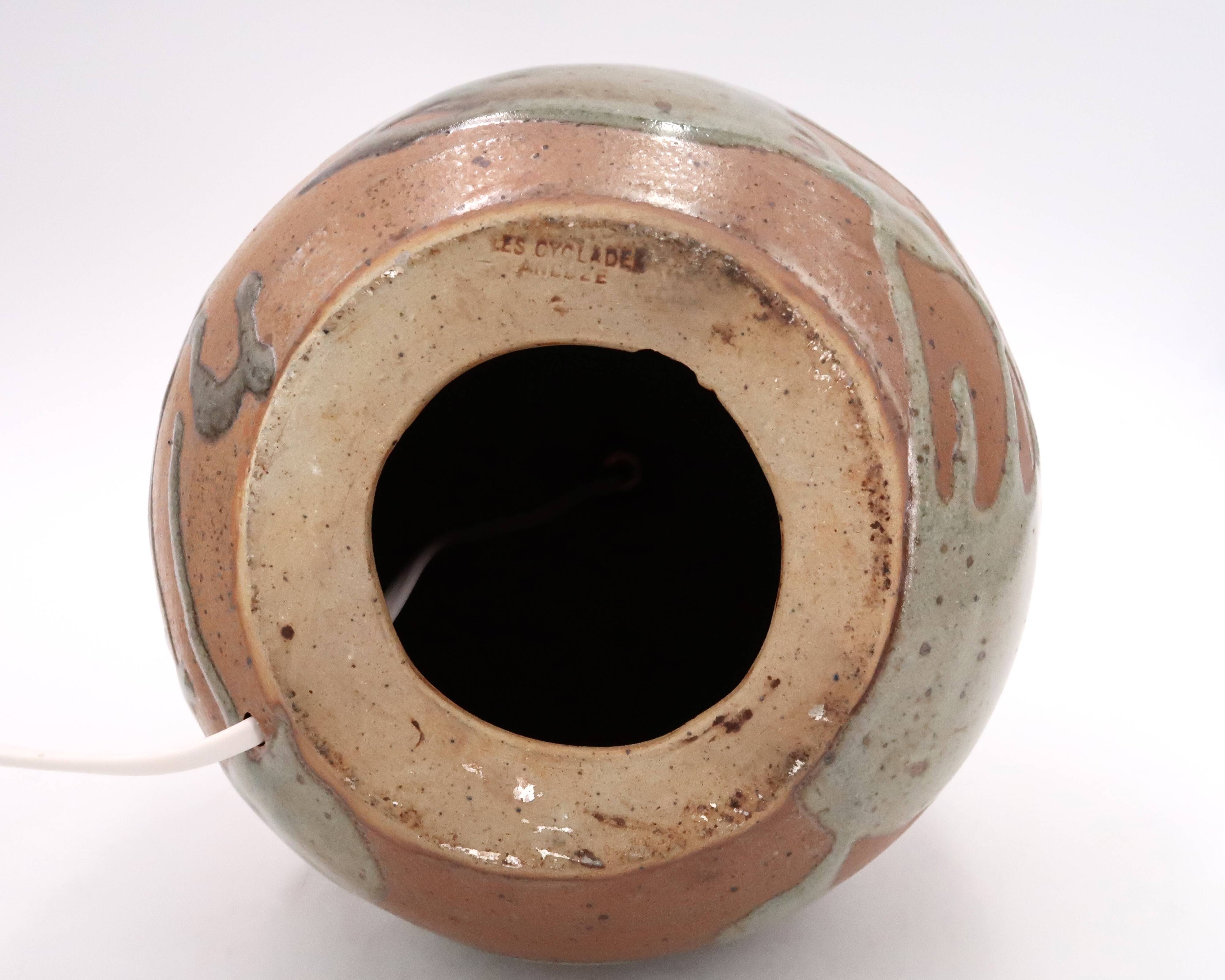 Ceramic lamp by Roland Zobel, Les Cyclades, 1970s