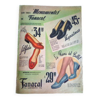 A vintage illustration, women's fashion, shoes, 1940