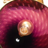 Suspension signed Vianne, inverted drop in glass lined black nuanced and purple interior