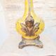 Large lamp base - 43 cm - yellow earthenware with polychrome glazes - 20th century