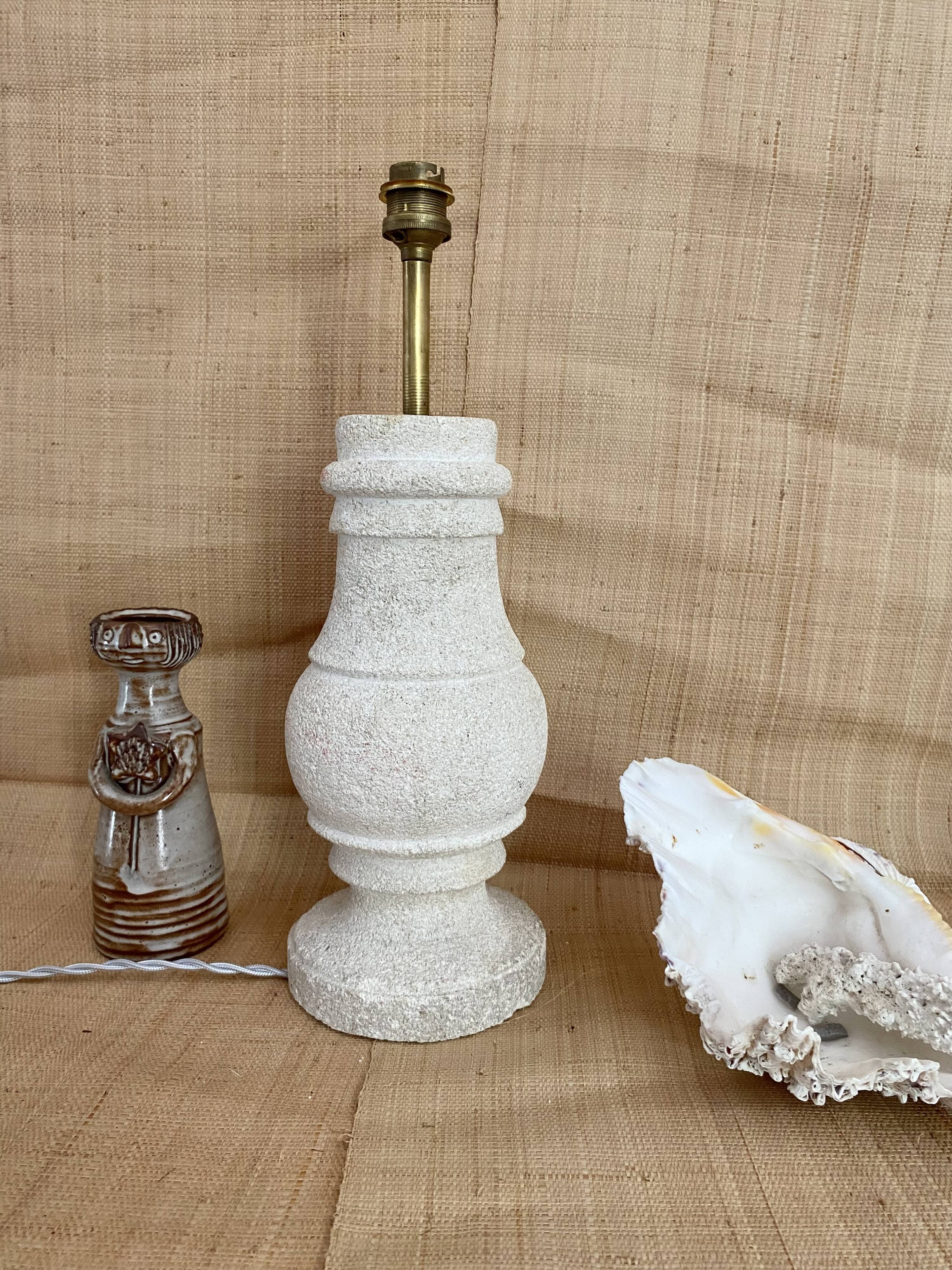 Stone lamp, fabric cable 2M, cotton shade