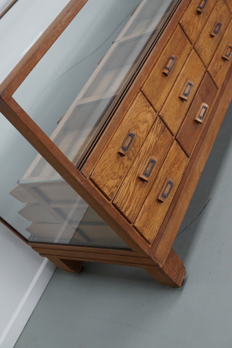 Antique British oak haberdashery cabinet, 1930s