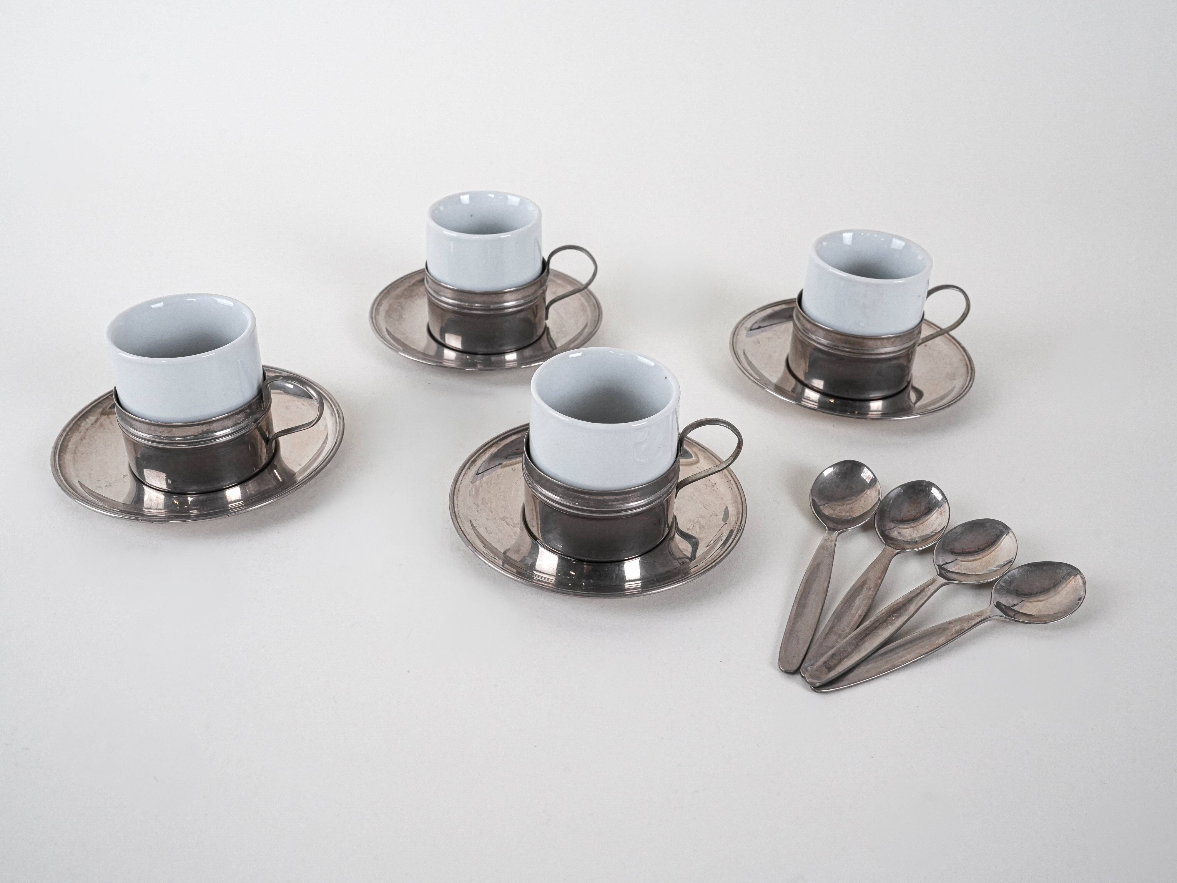 Set of espresso cups, Italian design, 1980s, made in Italy