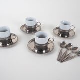 Set of espresso cups, Italian design, 1980s, made in Italy