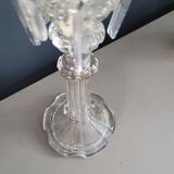 Old candlestick with molded glass stamps