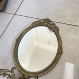 Wall Mirror Sconce Golden Pediment Candle Holder Chandelier France Louis Style