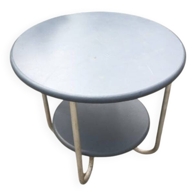 Table ronde Bauhaus double plateaux grise