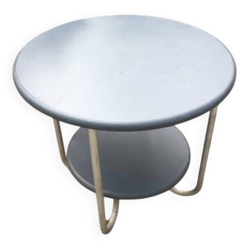 Table ronde Bauhaus double plateaux grise