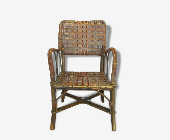 Petit fauteuil vintage enfant en rotin