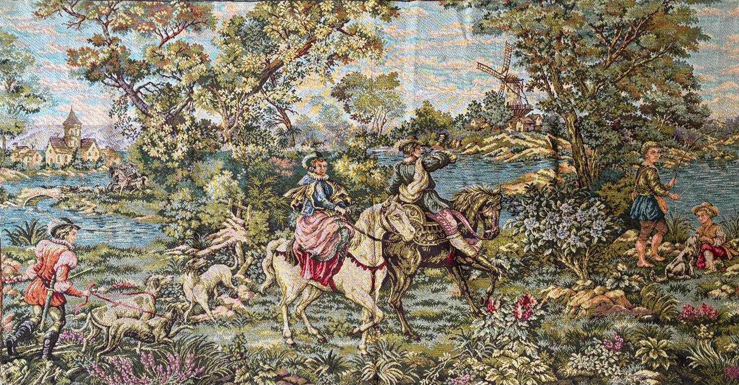 Grande tapisserie, scène de chasse à courre, XXe