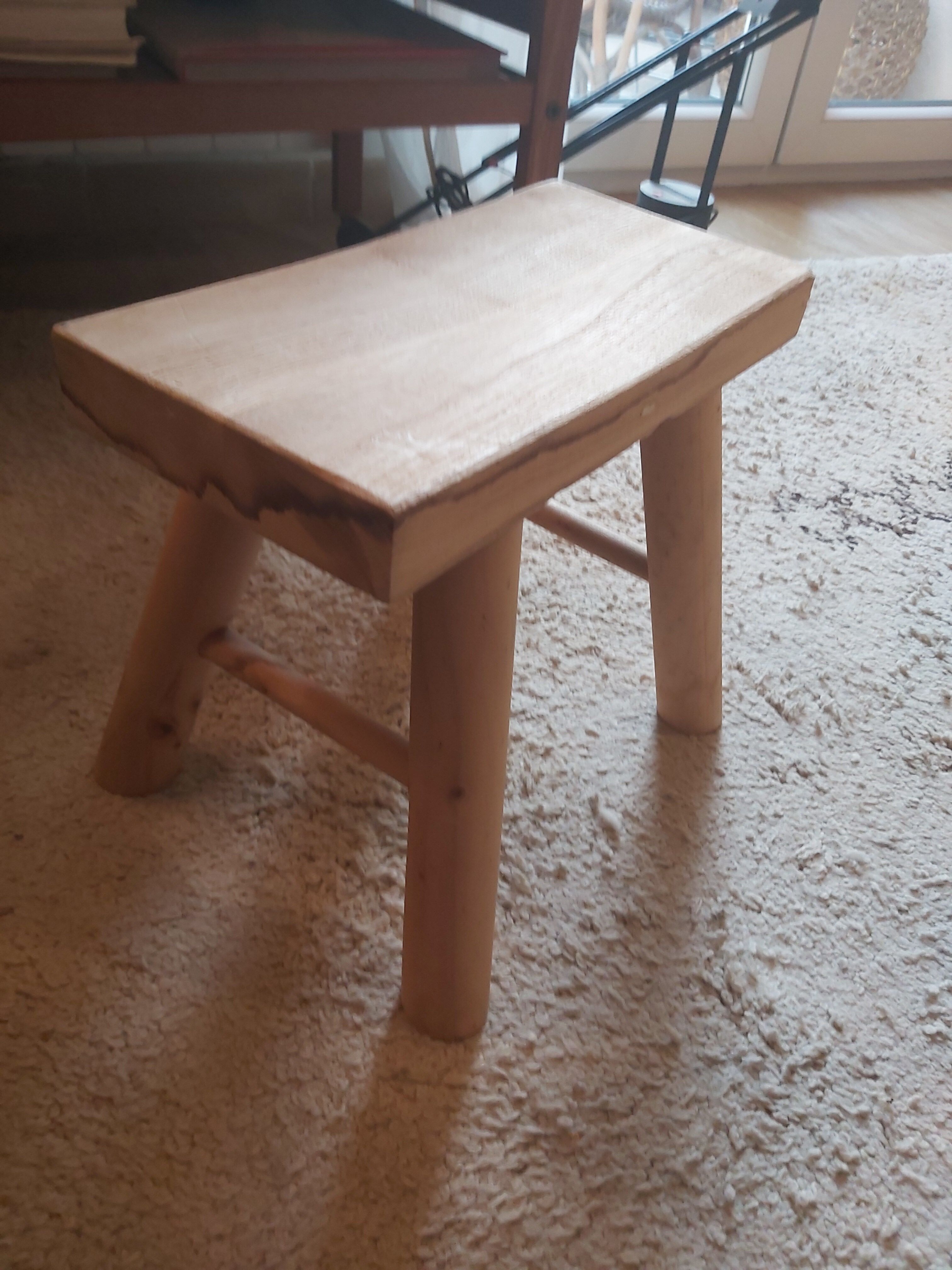 Solid wood raw stool