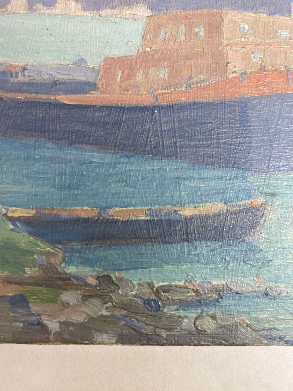 Marine, barge at the quayside, workshop stamp early twentieth century
