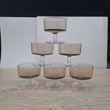 Set of 6 Cavalier Sweden Luminarc smoked champagne glasses