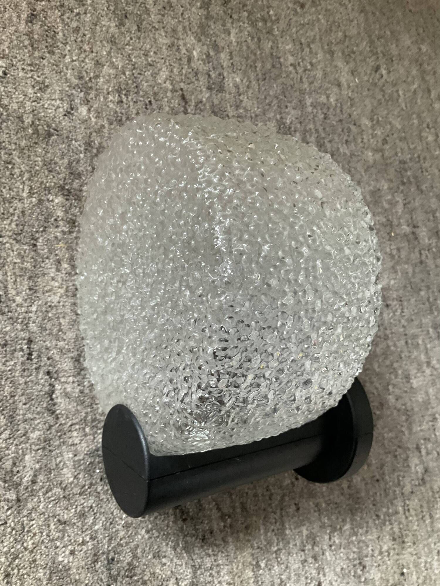 Pair of vintage wall lamps in molded glass, 80s