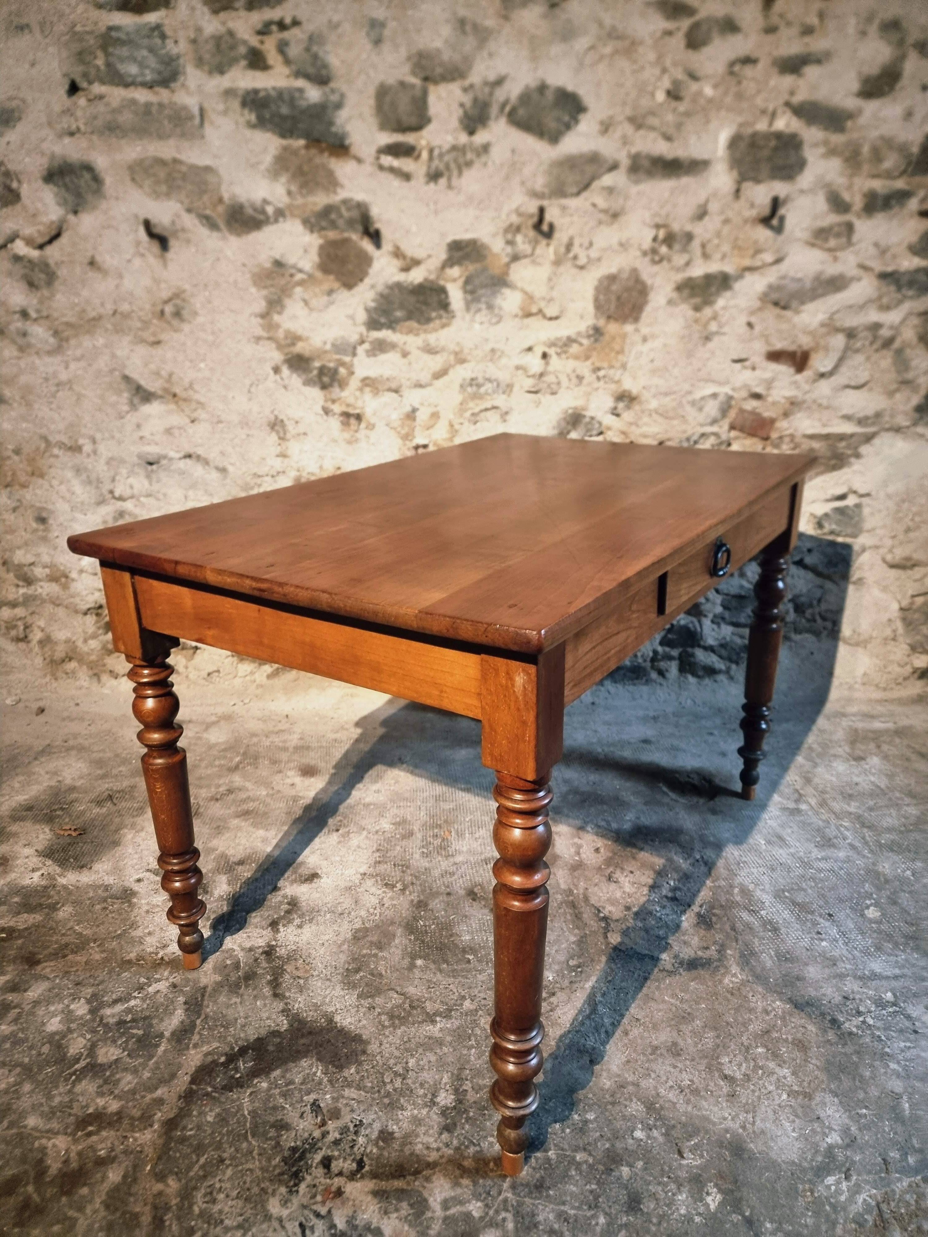 French vintage cherry wood table, circa 1920–1940.