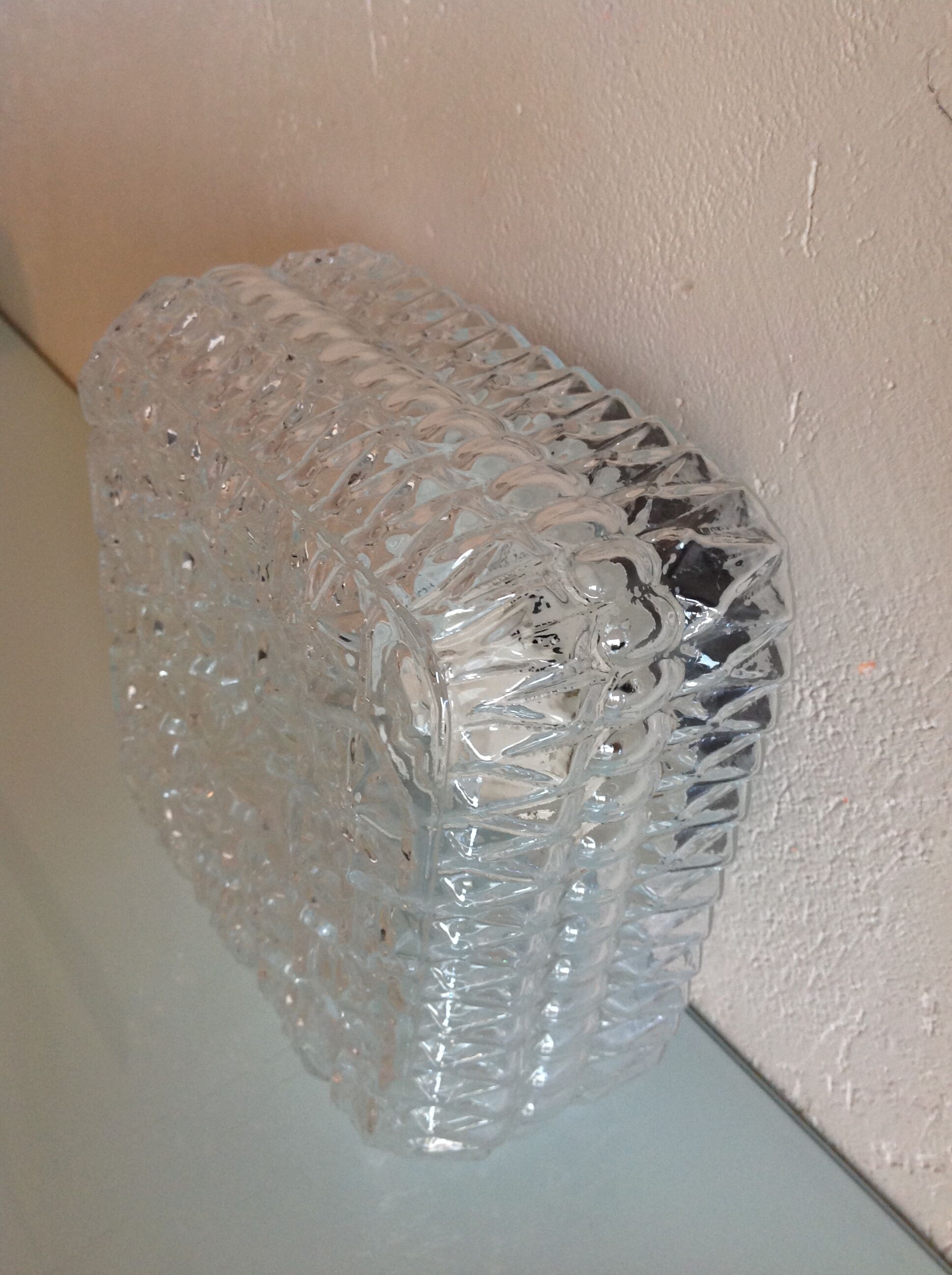 Structured /vintage square glass ceiling lamp 60s-70s