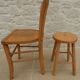 Chair and stool in solid wood in its patina