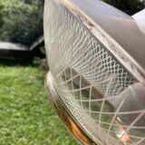 Space Age saucer pendant light, 1950s chandelier, in white and gold glass