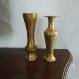 Set of 2 hammered brass vases