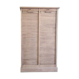 Antique furniture with double curtains sanded to white