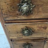Louis XV commode with three drawers in solid walnut, 18th century